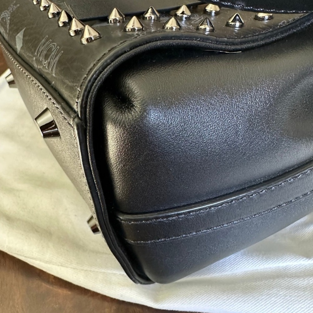MCM Black Studded Satchel - Picture 10 of 12